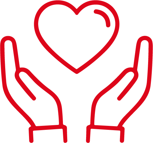 Giving hands with a heart